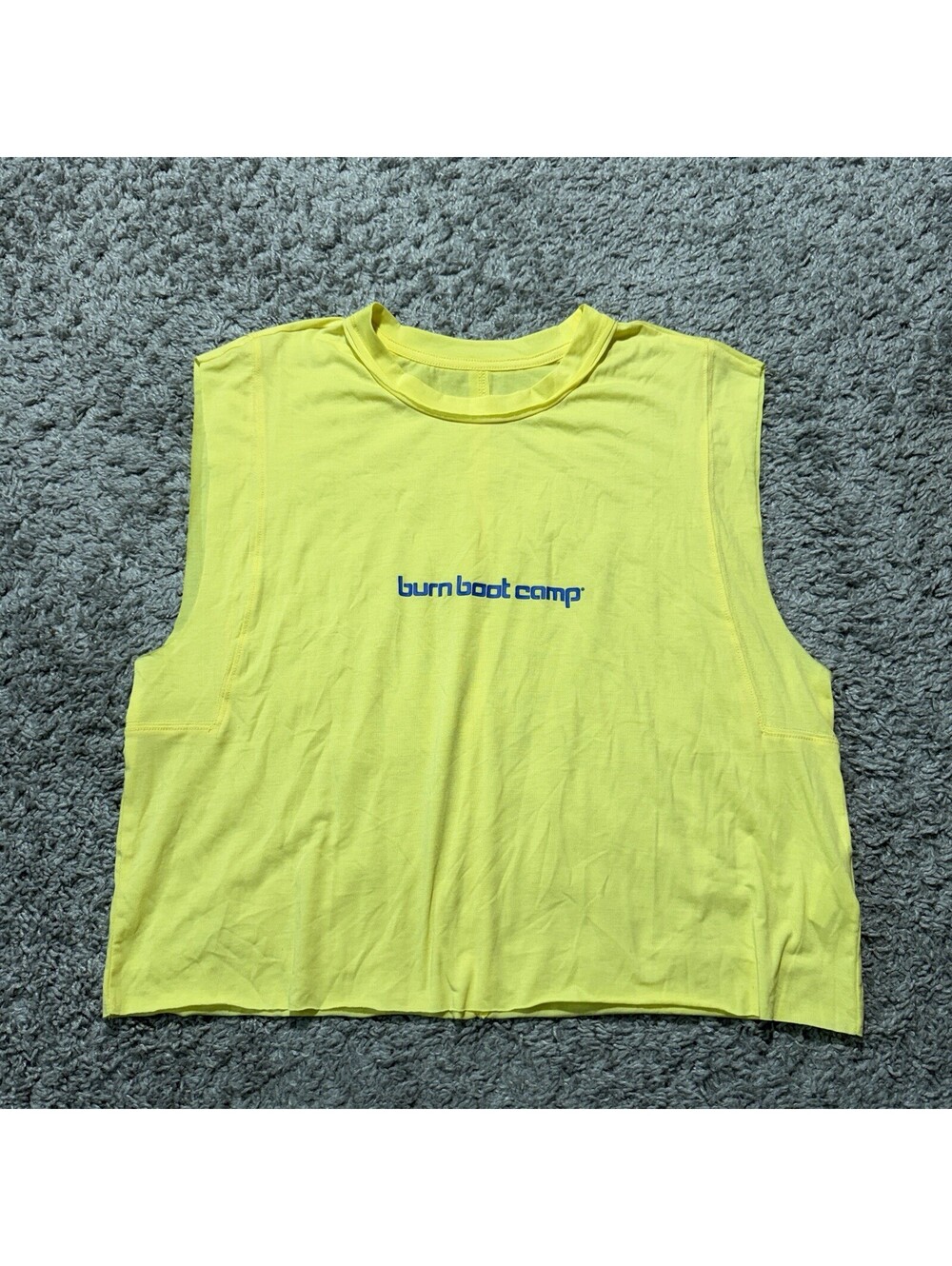 Burn Boot Camp Tank Top Sleeveless Yellow Muscle Workout Gym Training Size XS